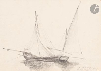 null Félix ZIEM (Beaune 1821 - Paris 1911)
Lot de six dessins de marine sur deux...