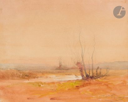 null François Auguste RAVIER (Lyon 1814 - Morestel 1895) 
Paysage
Aquarelle sur traits...