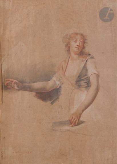  Martin DROLLING (Oberhergheim 1752 - Paris 1817) Étude de femme à mi-corps, 1790...