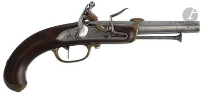 null Pistolet à silex de Marine modèle 1779, 2e type.

Canon rond à méplats au tonnerre...