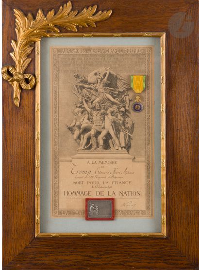  Cadre commémoratif du caporal Edouard TROMP du 226e régiment d infanterie, mort...