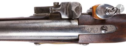 null Pommel gun model 1763-66. 

Round barrel with flats with the thunder struck...