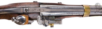  Flintlock pommel gun model An IX. 
Round barrel with flats with the thunder, struck...
