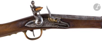  Mousqueton de cavalerie à silex, à tringle, modèle 1786. 
Canon rond à pans au tonnerre...