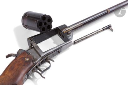 null Centerfire rifle-revolver, floating firing pin, .380 caliber, five shots. 

Round...