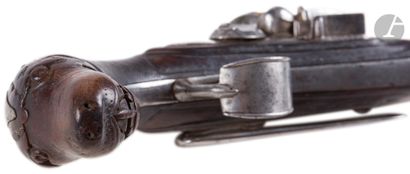  Flintlock pistol of naval officer of the type 1779. 
Round barrel with sides with...