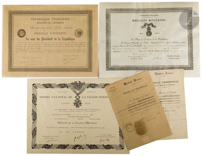 France. 
Set of 7 patents: 
- Colonial medal...