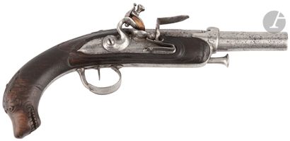 null Pistolet à silex d officier de marine du type 1779. 

Canon rond à pans au tonnerre....