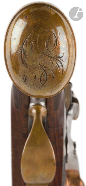  Pair of cavalry officer's flintlock pistols model 1816-1822. 
Round barrels with...