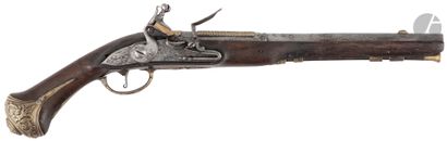 null Flintlock pommel gun. 

Round barrel with engraved thunderbolts, decorated in...