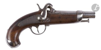 null Gendarmerie pistol with percussion model 1842. 

Round barrel with sides with...