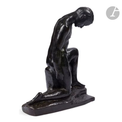 null LOUIS DEJEAN (1872-1953
)Male nude, one knee downSculpture
.
Proof in bronze...