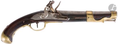 null Pistolet d’arçon troupe à silex modèle 1763-66. 
Canon rond, à méplat au tonnerre....