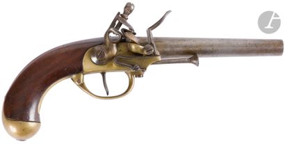 null Pistolet de cavalerie à silex troupe modele 1777 du 2e type. 
Canon rond à pans...