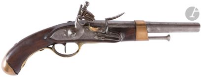 null Pistolet de marine à silex, troupe, modèle 1786. 
Canon rond lisse à méplat...