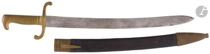 null Short sword Faschinenmesser. 
Brass mounting. Guard in "S" stamped "15.T.F.6.53."...