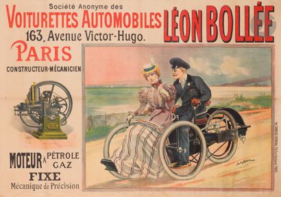  André ROBERT (XIXe-XXe siècle) Voiturettes automobiles Léon Bollée à Paris, 1896...