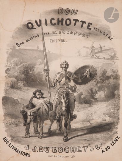  Tony JOHANNOT (1803-1852) Don Quichotte, 1836 Lithographie. Non entoilée. Imp. Lemercier,...