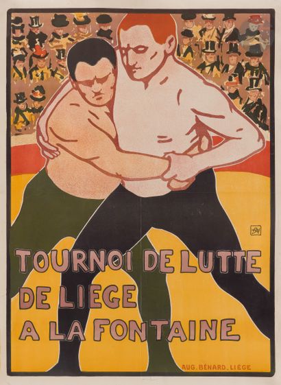 null Armand RASSENFOSSE (1862-1934)
Tournoi de lutte de Liège à la Fontaine, 1899
Chromolithographie....