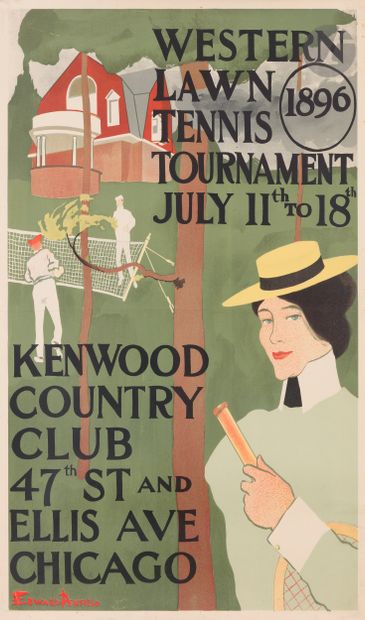 null Edward PENFIELD (1866-1925)
Western Lawn Tennis Tournament, 11-18 juillet 1896
Chromolithographie....