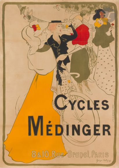 null George Alfred BOTTINI (1874-1907)
Cycles Médinger à Paris, 1897
Chromolithographie....
