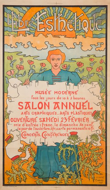 null Gisbert COMBAZ (1869-1941)
Salon de la Libre Esthétique, 1895
Chromolithographie....