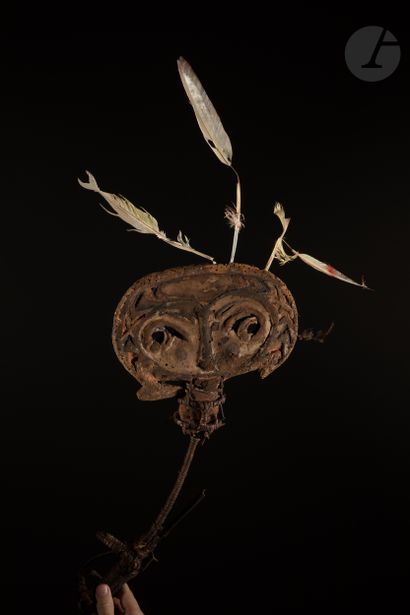 null Very old and rare polychrome dance ornament representing a large double-faced...