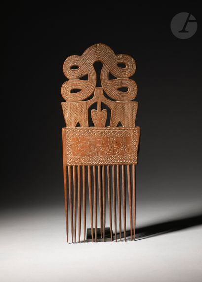 Large comb with engraved decorations (notably...