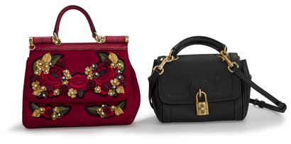 null Dolce & Gabbana. Lot de 2 petits sacs, l'un en cuir noir intérieur léopard (largeur...
