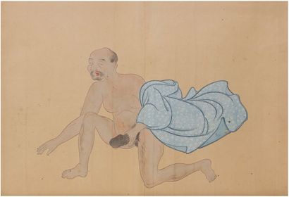 null Trois peintures représentant des scènes érotiques, Japon, XVIIIe siècle
Encre,...