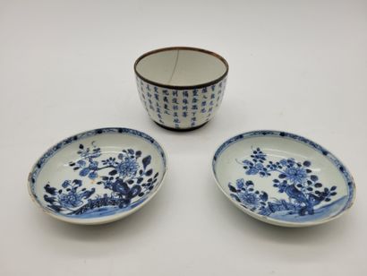 Ensemble en porcelaine bleu blanc, Chine...