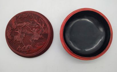 null Boîte de forme ronde en laque rouge, Chine, XIXe siècle
Couvercle décoré en...