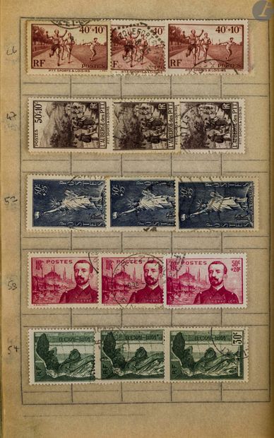 null Collection of France cancels including PA (50 fr green and burelé), pre-war...