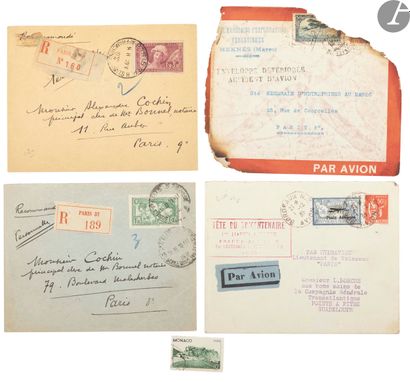 null France, Monaco, Colonies : n°256 et 259 sur lettre recommandée, PA n°2 pour...