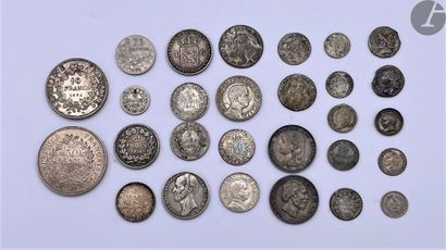 null Set of 28 various coins:

- 2 silver denarii of the Roman Republic

- 1 coin...