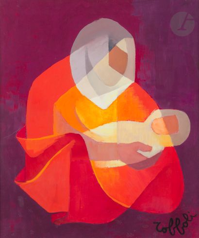 null Louis TOFFOLI (1907-1999
)Red MaternityGouache
.
Signed lower right.
Titled...