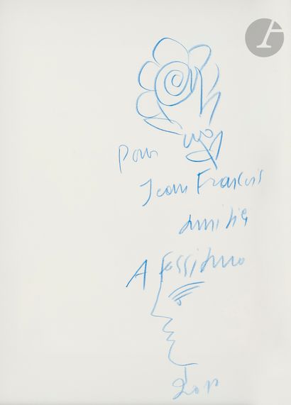 null Alexandre FASSIANOS [grec] (1935-2022)
Profil à la fleur, 2011
Crayon bleu.
Signé,...