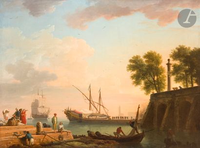 null Claude Joseph VERNET (Avignon 1714 - Paris 1789)
View of the galleys of Naples
Canvas
Signed,...