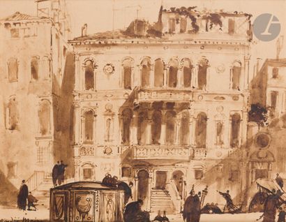 null André MAIRE (1898-1984)
Venice, a palace
Ink and ink wash on pencil lines
Signed...