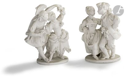 null Sèvres
Deux groupes en biscuit de porcelaine tendre de la série des petits danseurs...