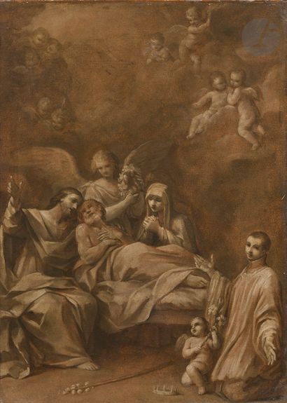  Giovanni Gioseffo Dal SOLE (Bologna 1654 - 1719) The death of St. Joseph Paper marouflaged...