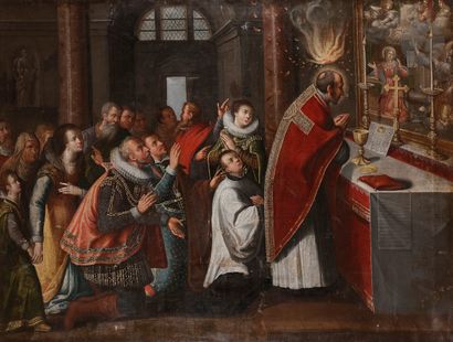  École ESPAGNOLE vers 1600 Saint Louis de Gonzague recevant la première communion...