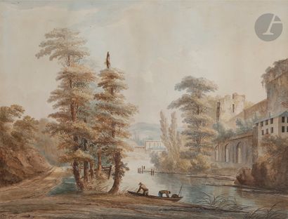  FORGET (active at the end of the 18th century) Landscapes Two watercolors Signed...