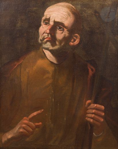 null École NAPOLITAINE du XVIIe siècle, entourage de José de RIBERA
Un saint portant...