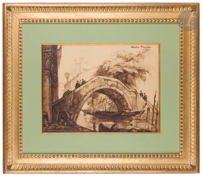  André MAIRE (1898-1984) Venice, bridge over the canal Ink and ink wash Signed top...