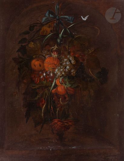 null HOLLAND school of the 18th century, follower of Cornelis de Heem
Fruit garland...