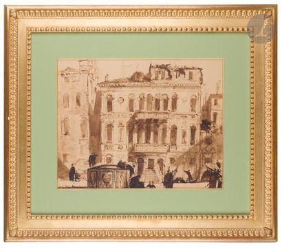  André MAIRE (1898-1984) Venise, un palais Encre et lavis d’encre sur traits de crayon...
