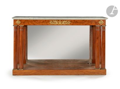 null A flamed mahogany console table, the white marble top (reported at a later date)...
