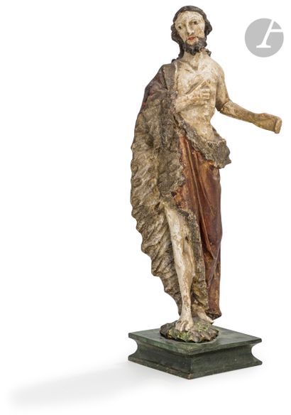 null Saint John the Baptist in carved and polychromed wood, rough back.
Southern...