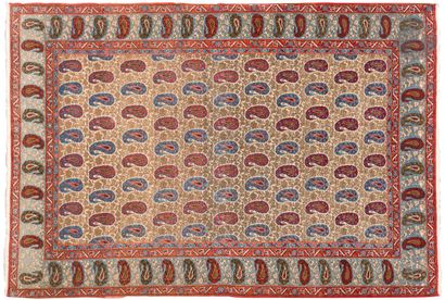 null GHOUM
Carpet with decoration of red and blue botehs on an ivory bottom with...